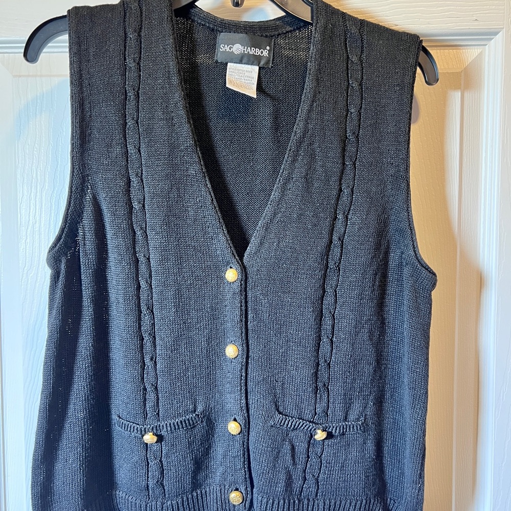 Sag Harbor Black Knit sweater Vest